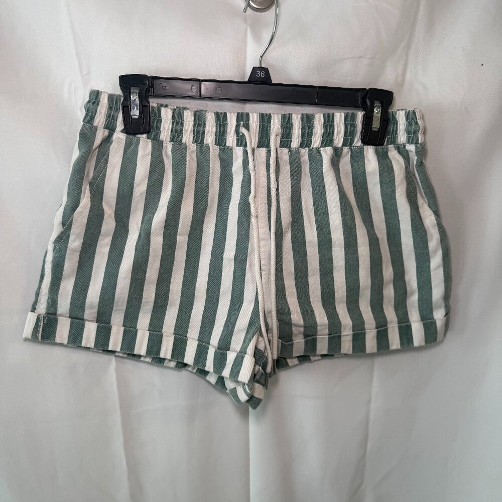 Forever 21 Green & White Vertical Stripe Shorts